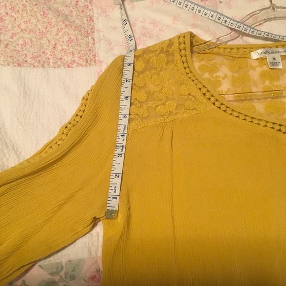 John Paul Richard Mustard Yellow Top with Lace - Picture 8 of 8